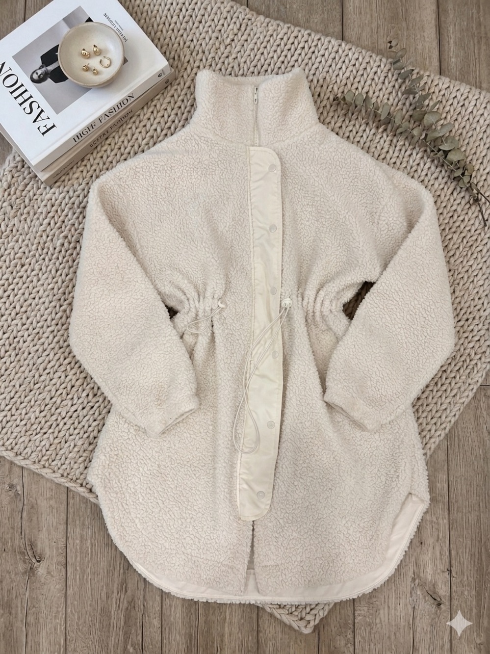 Old Navy Cozy Cream Sherpa Zip-Front Jacket Small